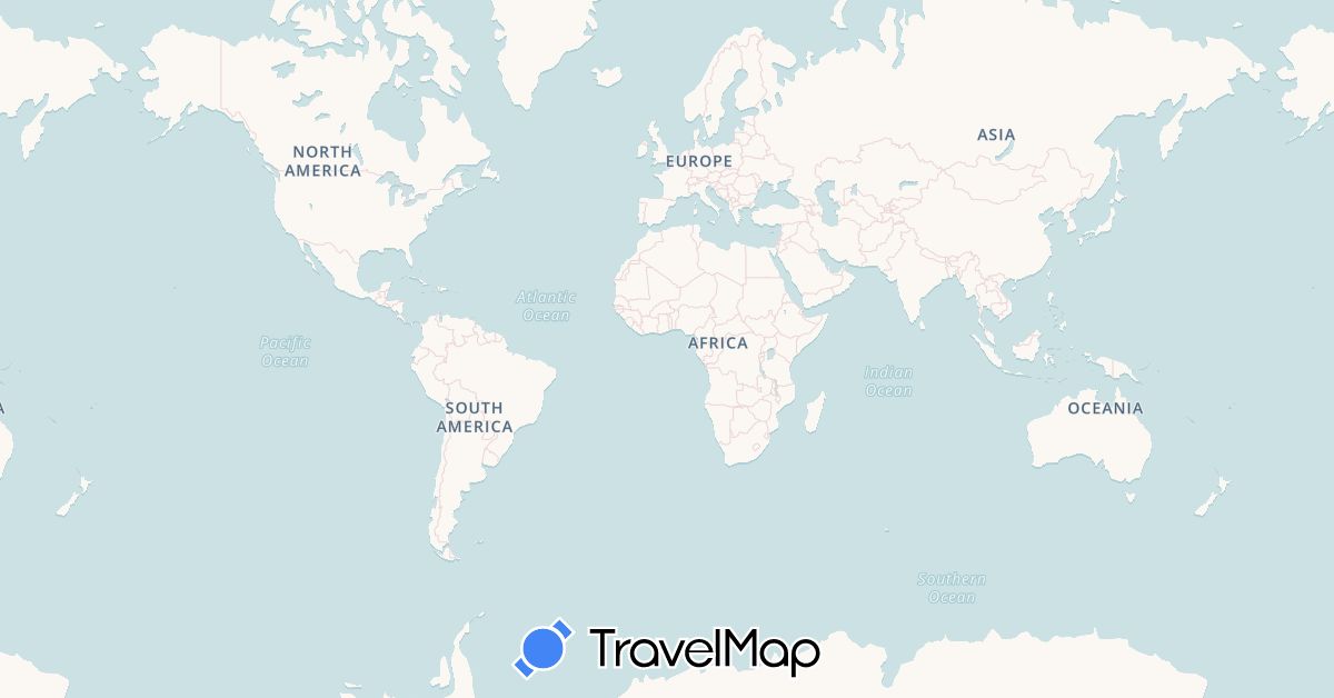 TravelMap itinerary: driving, bus, plane, train, boat, motorbike in Indonesia, India, Kenya, Vanuatu (Africa, Asia, Oceania)